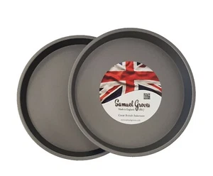 2x 7"  Victoria Sandwich Cake Tin Fixed Base 17.5 cm British 2 Coat Non Stick - Picture 1 of 7