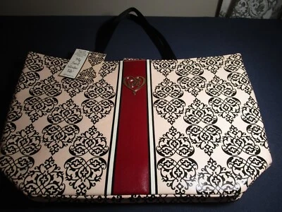 NWT - Brighton My Sweet Valentine Tote Bag Large CarryAll Pink Black Coated - Image 1 of 4