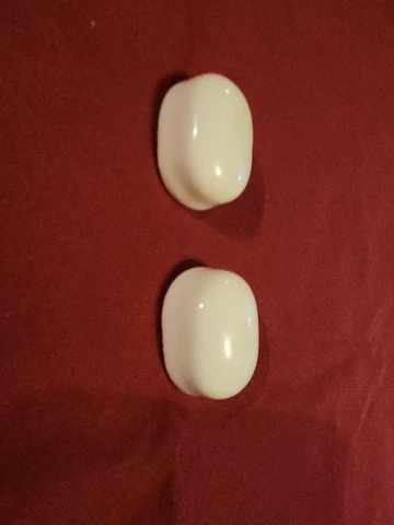 X2 Pc Vtg MCM OVAL White Toilet Bolt Nut Covers Caps Ceramic Porcelain Nice Used Cover
