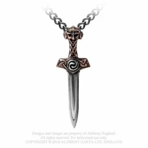 Collar colgante gótico hoja de Thor alquimia - Imagen 1 de 3