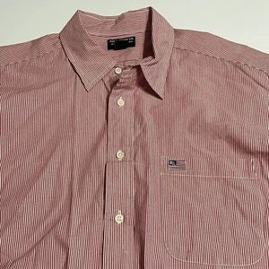 Camisa Y2K Ralph Lauren Lauren Jeans Co. Abotonada Roja Blanca Rayas XL 56" Pecho - Imagen 1 de 6