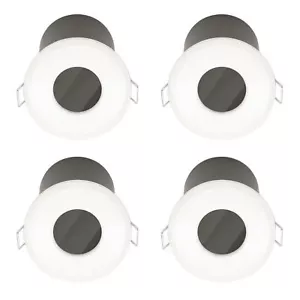 Set of 4 White GU10 Fire Rated IP65 Bathroom Recessed Ceiling Downlights - Picture 1 of 6