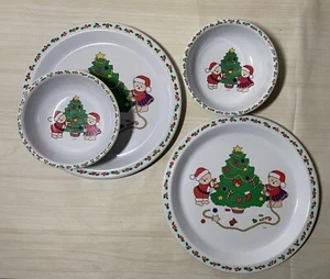 Peco Años 80 Navidad Osos Melamina Niños Set 4 Platos Cuenco De Colección Sheng Jiumn - Imagen 1 de 10