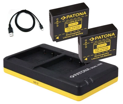 PATONA 2 x Akku + Dual-Ladegerät für Panasonic Lumix DMC-TZ81 / DMC-TZ101 - DMW-BLG10-E