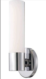 George Kovacs Tube Wall Sconce P5041-077-L Etched White Glass Shade Chrome - Picture 1 of 4