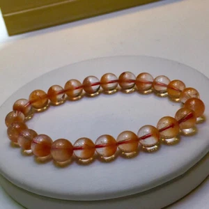 7.5mm Rare Natural Red Rabbit hair Quartz Crystal Round Beads Bracelet AAAA - Picture 1 of 9