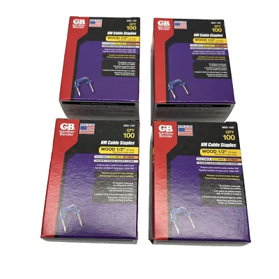 (4) Gardner Bender MSI150 Electrical Metal Staple Blue 100 Pack 14/2 12/2 Cable