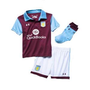 Aston Villa Kids Football Under Armour Childrens Home Kit 2016-17