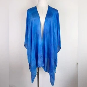 Vintage Blue Hand-Dyed Silk Cape Scarf - Picture 1 of 10