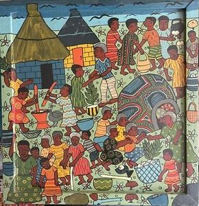 Weya Folk Art Painting From Zimbabwe - Picture 1 of 6