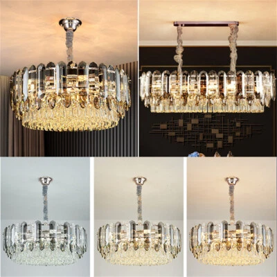 40-100cm Crystal Chandelier Square/Round Ceiling Light LED Hanging Lamp Pendant - Image 1 of 4