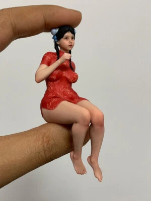1/12 1/16 1/18 Red Cheongsam Ponytail Girl Model Car Vehicle Toy Ornament - Image 1 of 4