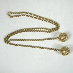 Goldtone Vintage Chain Necklace 44 inch Openwork Orb Pendants Sautoir - Picture 1 of 9