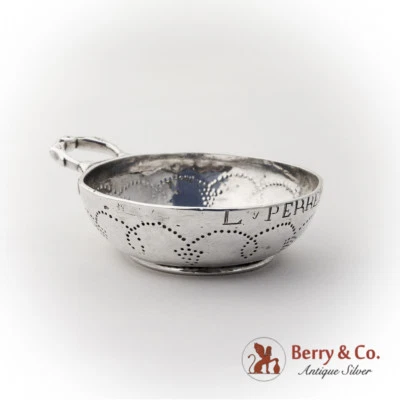 French Taste Vin Prick Engraved Grapes Bird Head Handle Sterling Silver 1810 - Image 1 of 4