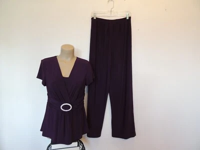 R&M Richards Talla 12 Púrpura Ciruela Pantalones y Top con Estrás Madre de la Novia  Foto 1 de 4