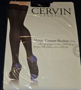 Cervin halterlose Naht Strümpfe Manon Couture Bicolore 90 Noir/Rouge rote Naht! - Bild 1 von 5