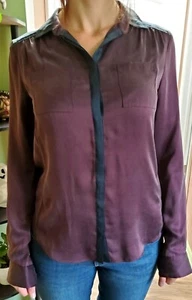 Rebecca Taylor DAMEN Top Shirt Bluse SEIDE LILA Langarm Gr. 6 - Bild 1 von 4