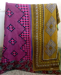 Colcha de algodón hecha a mano india Kantha de colección Ralli Gudari - Imagen 1 de 2