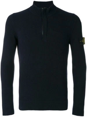 Stone Island Chest Pocket Half Zip Knit In Navy (Large) - image 1 of 4