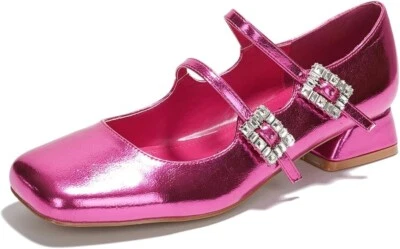 Tacones Mary Jane de cuero metálico Cape Robbin Harri rosa talla 8,5 planos Foto 1 de 4