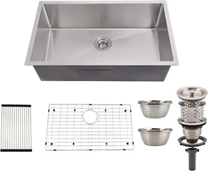 Homfan 32 Inch Kitchen Sink for Single Bowl,Stainless Steel,Undermount 16 Gauge - Picture 1 of 7