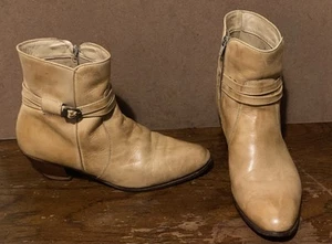 The Wild Pair  Vintage Size 10.5D Men’s Tan Leather Zip Side Ankle Chelsea Boots - Picture 1 of 23