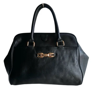 Vintage ETIENNE AIGNER Black Leather Frame Satchel Doctor Bag w/GHW - Image 1 of 4