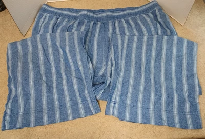 Nuevo Fondo de Pijama Antiguo Azul Marino 3X Pierna Ancha Elástico Banda Cómoda Rayas Azules Foto 1 de 4