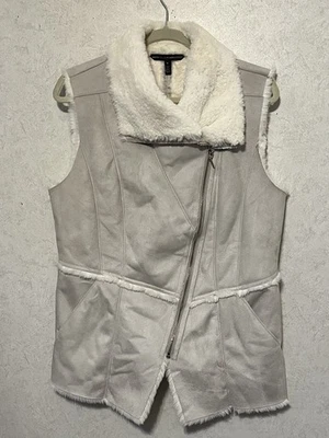 Chaleco asimétrico de gamuza sintética/piel sintética WHBM - Cremallera/bolsillos talla M suave/acogedor/esquí Foto 1 de 4