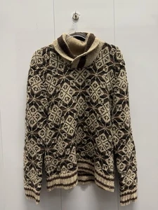 POLO RALPH LAUREN RRL HAND KNIT LINEN WOOL SILK INTARSIA JACQUARD SHAWL M - Picture 1 of 3