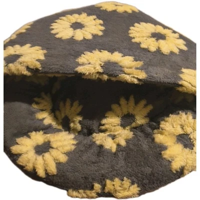 Calming Dog and Cat Cave Bed With Hooded Cover Soft Green With Sunflowers Nwt - Image 1 of 4