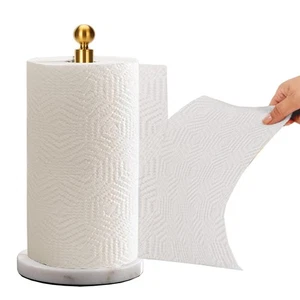 Gold Paper Towel Holder Countertop, with Weighted Marble Base for One-Handed ... - Picture 1 of 8