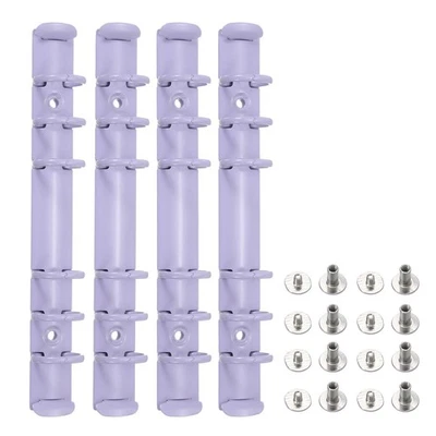 A6 Ring Binder Mechanisms, 4 Set 6-Hole Replacement Binder Planner, Purple - Image 1 of 4