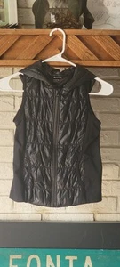 Zella Girls Puffer Black Hooded Vest Zip Up With Pockets Size Medium - Picture 1 of 6