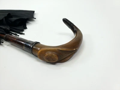 Victorian Fine Sterling 925 & Carved Horn Handle "New Era" Umbrella Parts Repair - Image 1 of 4