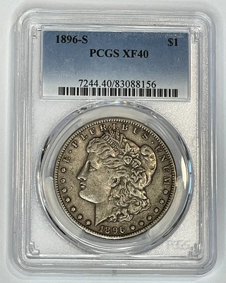 1896-S Morgan Silver Dollar $1 PCGS XF40 ~ Nice Original Coin ~ Tough Date! - Image 1 of 2