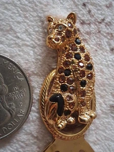 Gold Tone Rhinestone Leopard Bookmark NWOT Gift Idea - Foto 1 di 8