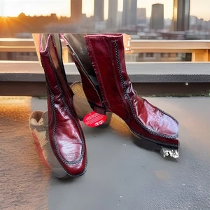 Vintage dingo men’s zip up boots made USA 9D burgundy - Picture 1 of 9
