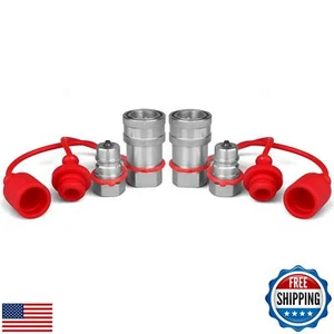 3/8" Ag ISO 5675 Hydraulic Quick Connect Couplers with Dust Caps,Pioneer Styl - Picture 1 of 5