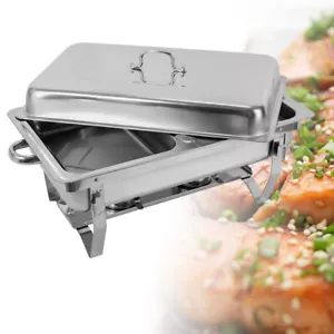 Estufa de comedor plegable con 2 sartenes de acero inoxidable plato de frotamiento rectangular comida caliente - Imagen 1 de 21