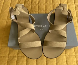 NWB EVERLANE Modern Wrap Flat Suede Sandals sz 6.5M Tan Gladiator  ITALY - Picture 1 of 9