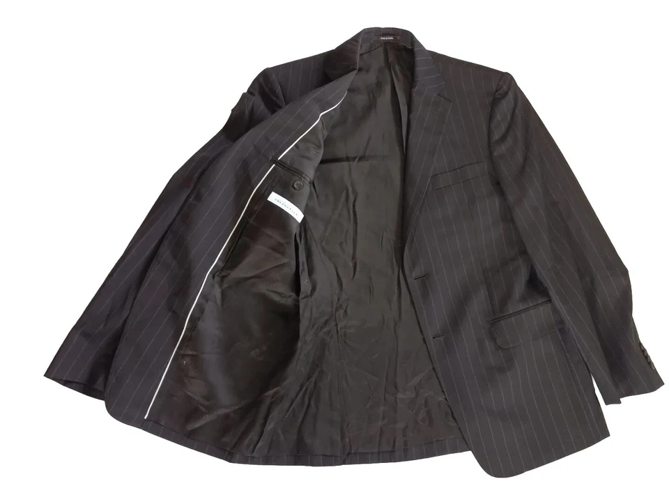 Blazer de lana Versace Collection para hombre talla 50 2 botones forro de viscosa marrón a rayas Foto 1 de 4