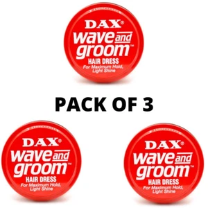 3 X DAX WAX RED WAVE AND GROOM FOR MAXIMUM HOLD HAIR DRESS, LIGHT SHINE 99G - Picture 1 of 1