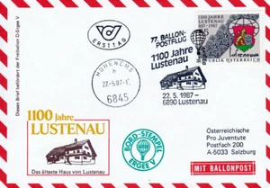 BPÖ_030 Österreich: 77. Ballonpost 22.05.1987 - 1100 Lustenau =  Hohenems - Bild 1 von 1
