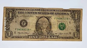 1993 STAR NOTE $1 DOLLAR BILL ( ATLANTA F ) 7 Digits. F1918F*. Our T8140 - Picture 1 of 8