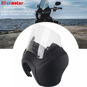 Front Headlight Fairing Mask Windshield For Harley Softail Street Bob FXBB FXST - Picture 1 of 12