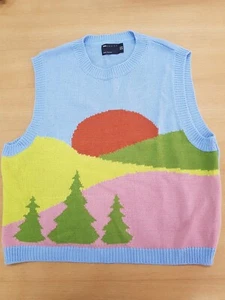 ASOS Design Scenic Pattern Knit Vest Sleeveless Top Size L 14 - Picture 1 of 2