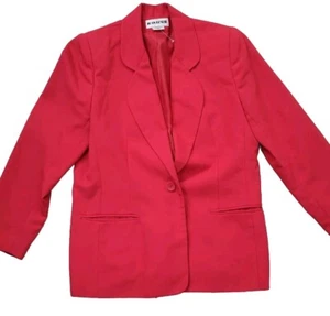 Joan Leslie vintage women’s red blazer Size 12 dress jacket 1 Button, 2pockets - Picture 1 of 13