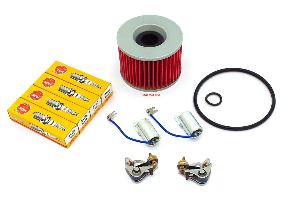 Kit de puesta a punto - Filtro de aceite bujías puntos y condensadores - Honda - CB350F CB400F Foto 1 de 1