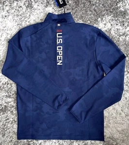 RLX Golf Shirt Mens S Camo Blue Wicking Ralph Lauren 1/4 Zip Pullover US OPEN - Picture 1 of 14